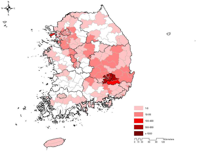 누적 확진자 현황 (2020.1.1.~3.31.)