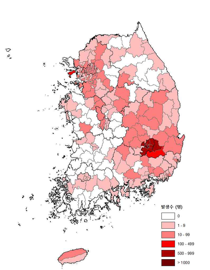 누적 확진자 현황 (2020.1.1.~4.9.)